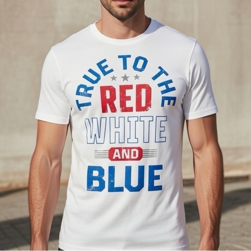 RED White And Blue Patriotic Tee Shirt Men’s Size Large